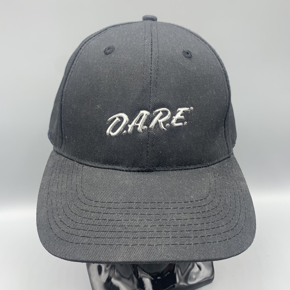 Vintage D.A.R.E Baseball Hat Adjustable Strapback Black Silver HTT Mens Cap